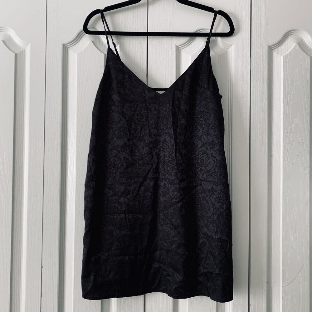 Slip Dress Women S Black Floral Satin Y2K 90s Vintage-Inspired Whimsigoth Fairy‎
